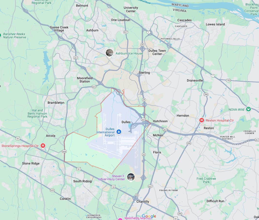 Map of Dulles, VA