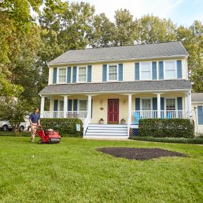 home lawn being aerated 